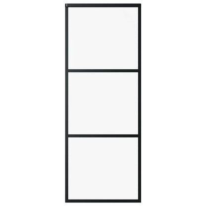 Schiebetür 3-teilig ESG-Glas und Aluminium 76x205 cm Schwarz