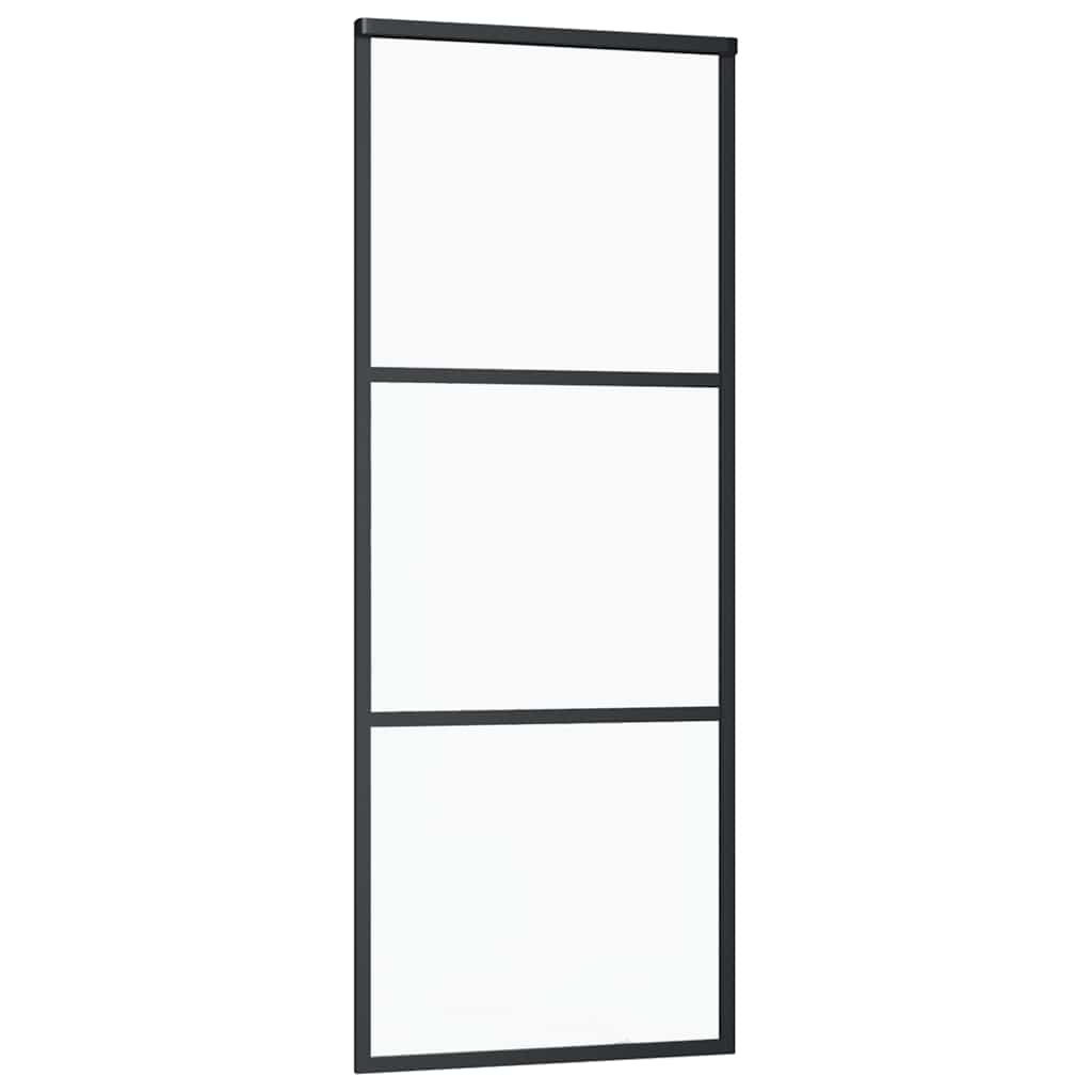 Schiebetür 3-teilig ESG-Glas und Aluminium 76x205 cm Schwarz