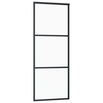 Schiebetür 3-teilig ESG-Glas und Aluminium 76x205 cm Schwarz