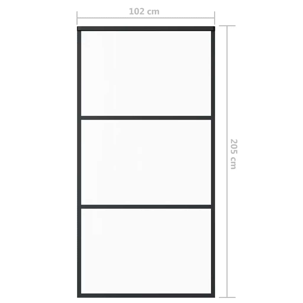 Schiebetür ESG-Glas und Aluminium 102x205 cm Schwarz