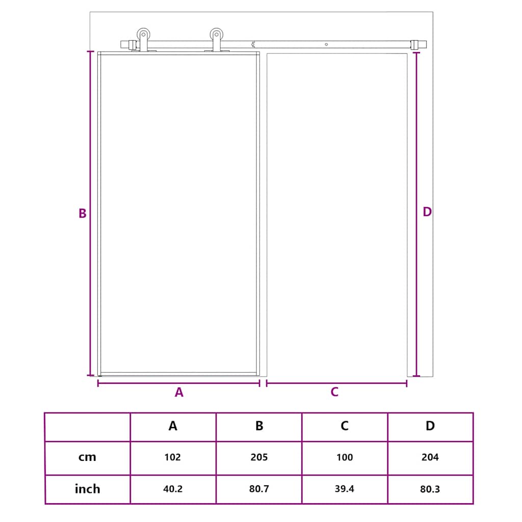 Schiebetür ESG-Glas und Aluminium 102x205 cm Schwarz