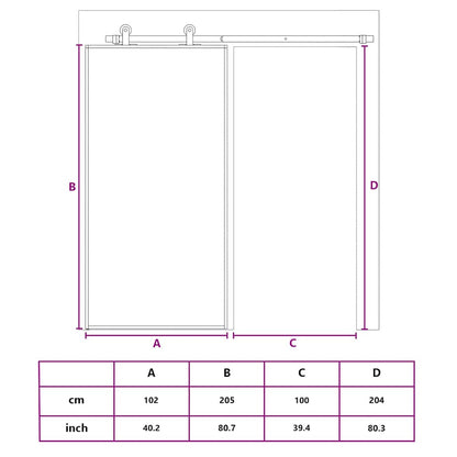 Schiebetür ESG-Glas und Aluminium 102x205 cm Schwarz