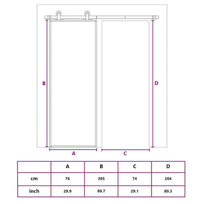 Schiebetür ESG-Glas und Aluminium 76x205 cm Schwarz