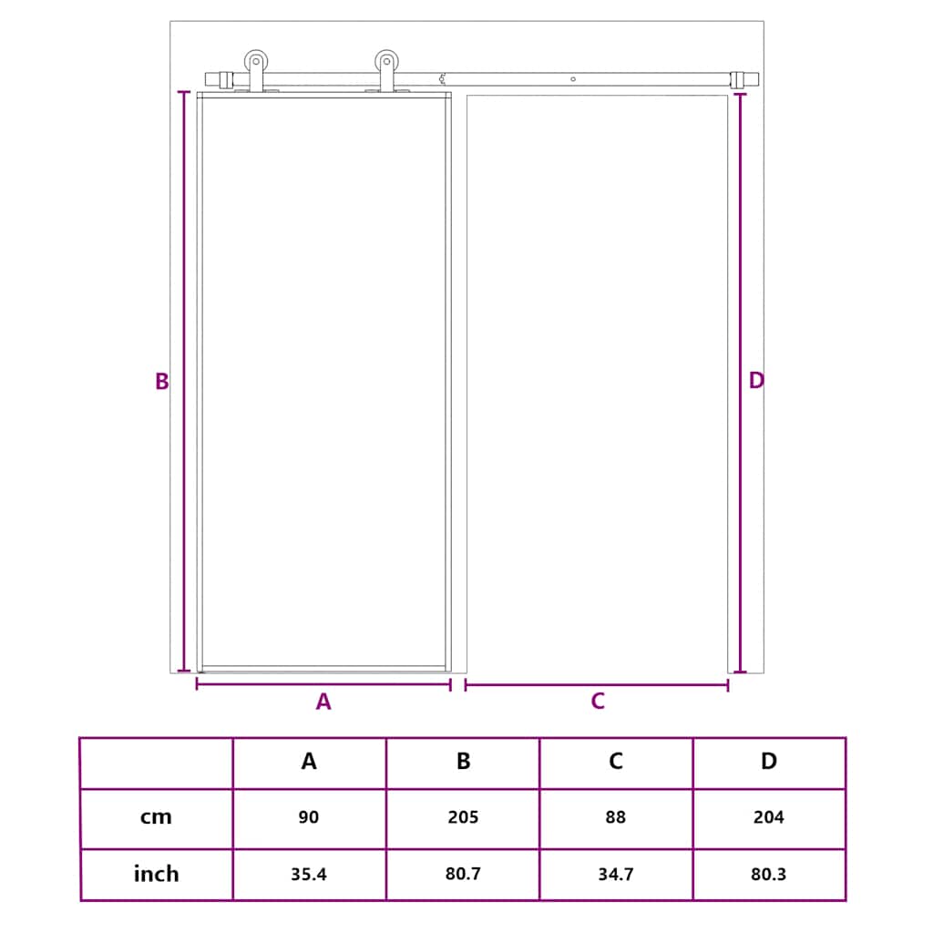 Schiebetür ESG-Glas und Aluminium 90x205 cm Schwarz