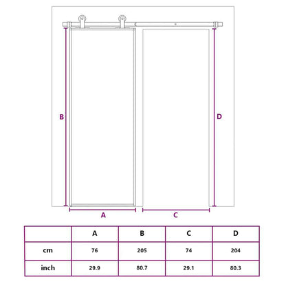 Schiebetür ESG-Glas und Aluminium 76x205 cm Schwarz