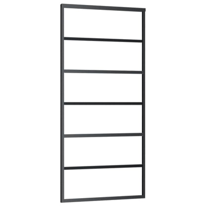 Schiebetür ESG-Glas und Aluminium 90x205 cm Schwarz