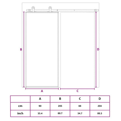 Schiebetür ESG-Glas und Aluminium 90x205 cm Schwarz