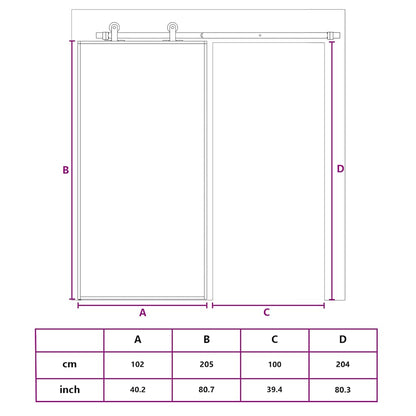 Schiebetür ESG-Glas und Aluminium 102x205 cm Schwarz