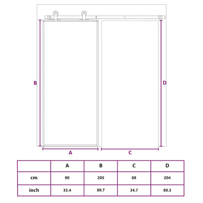 Schiebetür ESG-Glas und Aluminium 90x205 cm Schwarz