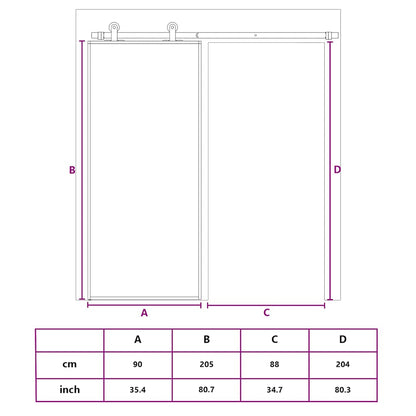 Schiebetür ESG-Glas und Aluminium 90x205 cm Schwarz