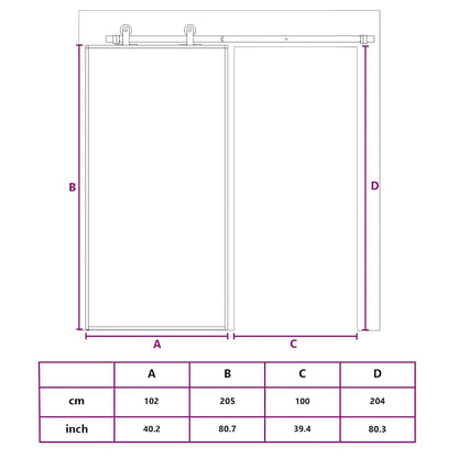 Schiebetür ESG-Glas und Aluminium 102x205 cm Schwarz