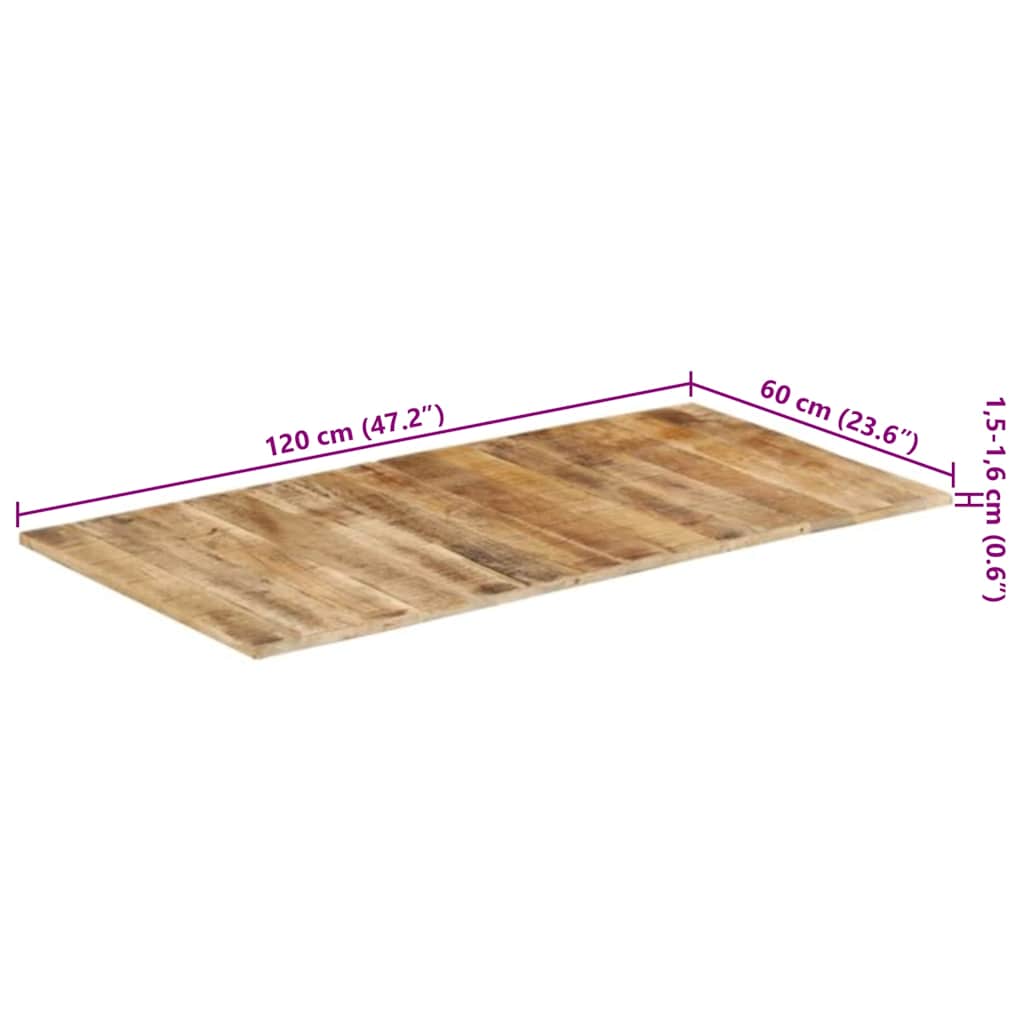Tischplatte 120x60x(1,5-1,6) cm Raues Mangoholz