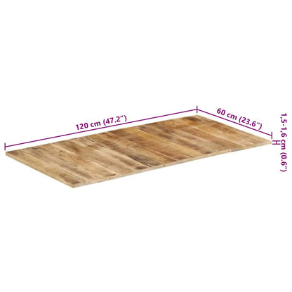 Tischplatte 120x60x(1,5-1,6) cm Raues Mangoholz