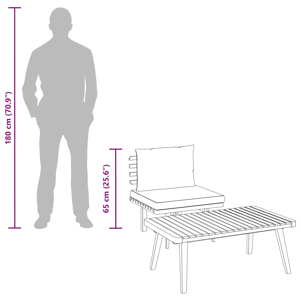 2-tlg. Garten-Lounge-Set mit Kissen Massivholz Akazie