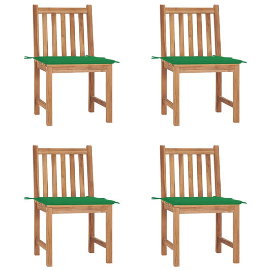 Gartenstühle 4 Stk. mit Kissen Massivholz Teak