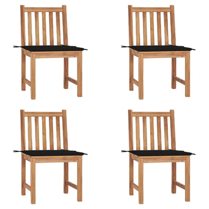 Gartenstühle 4 Stk. mit Kissen Massivholz Teak