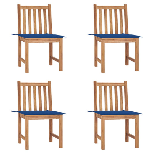 Gartenstühle 4 Stk. mit Kissen Massivholz Teak