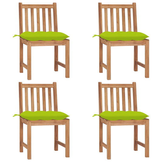 Gartenstühle 4 Stk. mit Kissen Massivholz Teak