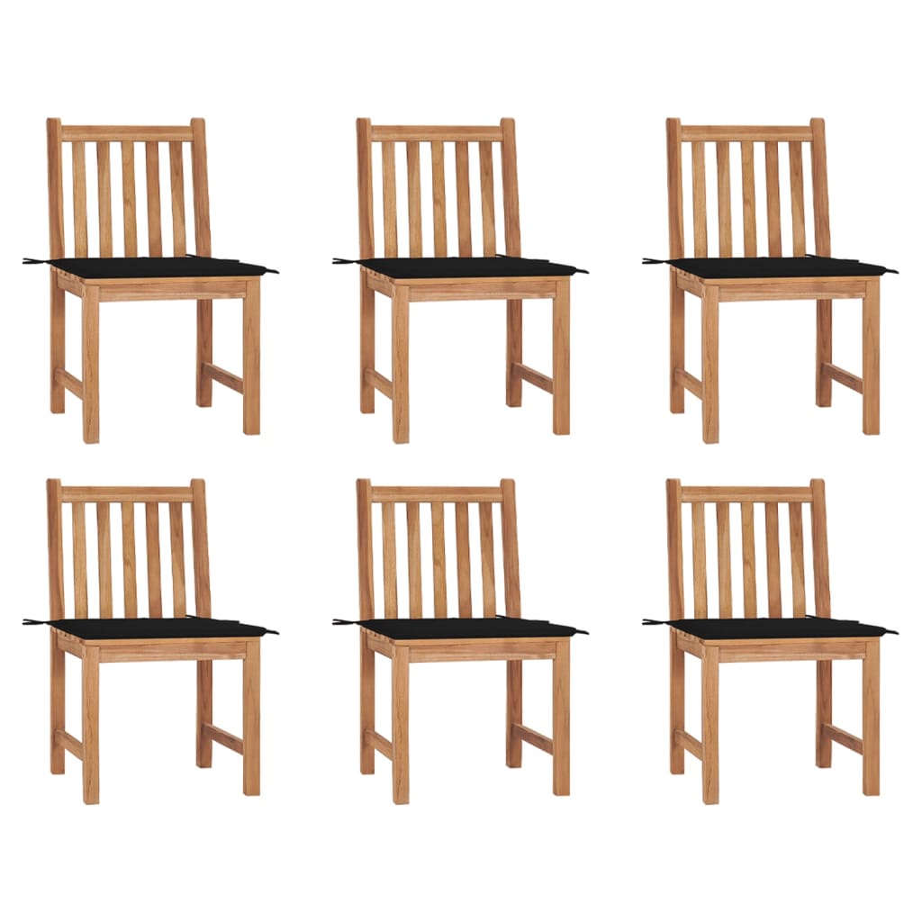 Gartenstühle 6 Stk. mit Kissen Massivholz Teak