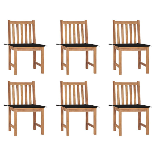 Gartenstühle 6 Stk. mit Kissen Massivholz Teak