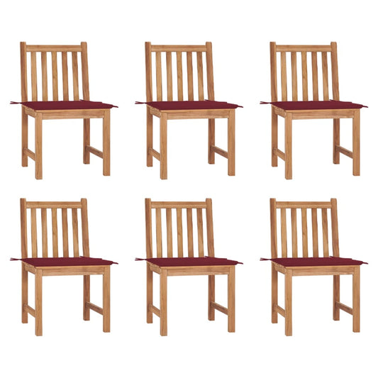Gartenstühle 6 Stk. mit Kissen Massivholz Teak