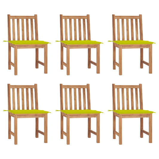 Gartenstühle 6 Stk. mit Kissen Massivholz Teak