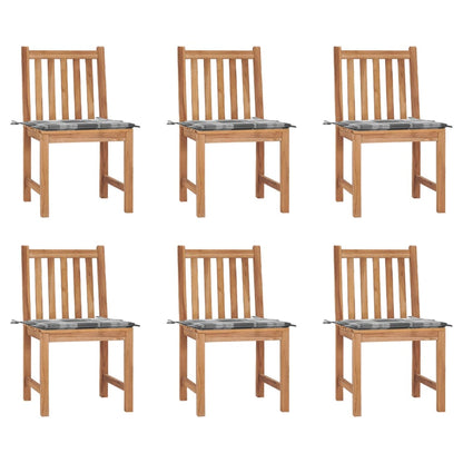 Gartenstühle 6 Stk. mit Kissen Massivholz Teak