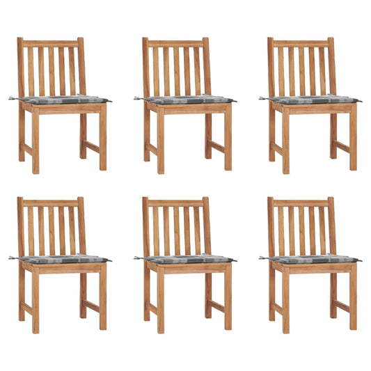 Gartenstühle 6 Stk. mit Kissen Massivholz Teak
