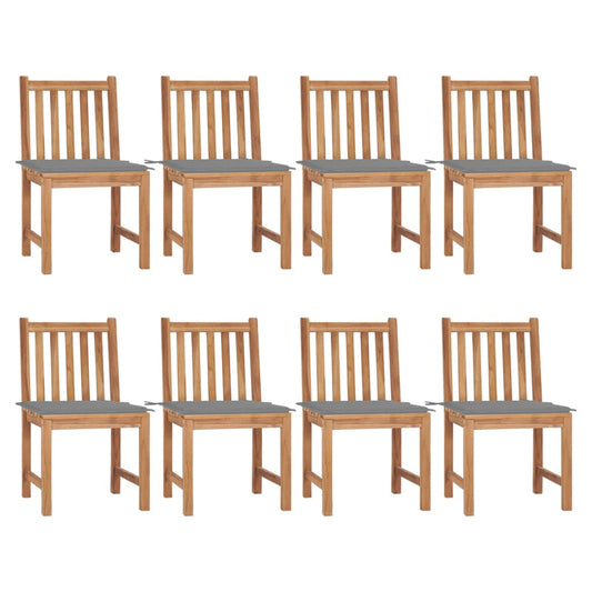 Gartenstühle 8 Stk. mit Kissen Massivholz Teak