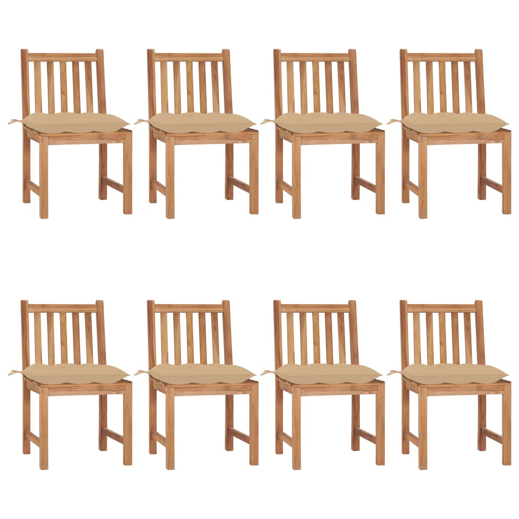 Gartenstühle 8 Stk. mit Kissen Massivholz Teak