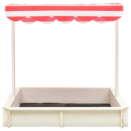 Sandkasten mit Verstellbarem Dach Tannenholz Weiß und Rot UV50