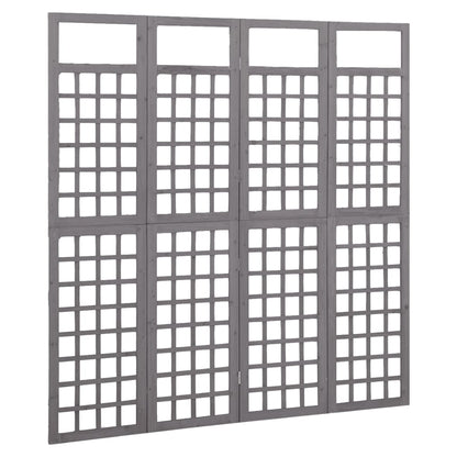 Spalier/Paravent 4-teilig Massivholz Tanne Grau 161x180 cm