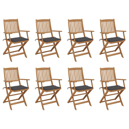 Klappbare Gartenstühle mit Kissen 8 Stk. Massivholz Akazie