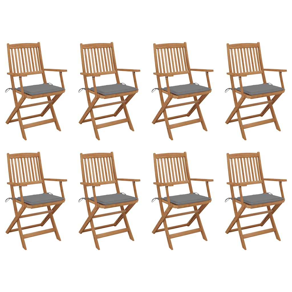 Klappbare Gartenstühle mit Kissen 8 Stk. Massivholz Akazie