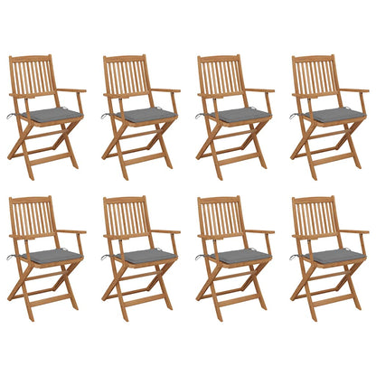 Klappbare Gartenstühle mit Kissen 8 Stk. Massivholz Akazie