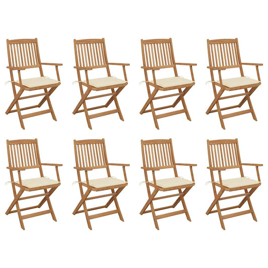 Klappbare Gartenstühle mit Kissen 8 Stk. Massivholz Akazie