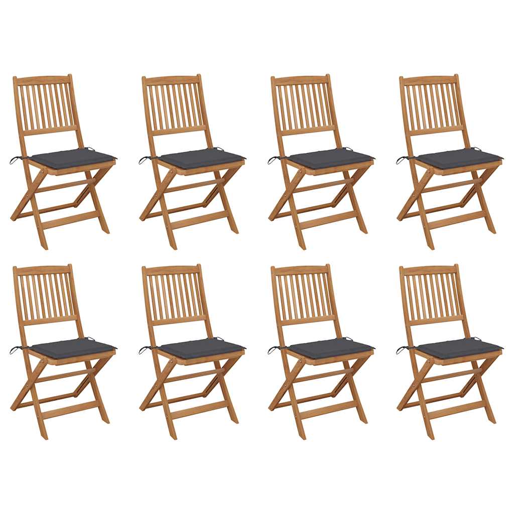 Klappbare Gartenstühle mit Kissen 8 Stk. Massivholz Akazie