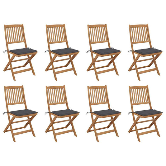 Klappbare Gartenstühle mit Kissen 8 Stk. Massivholz Akazie