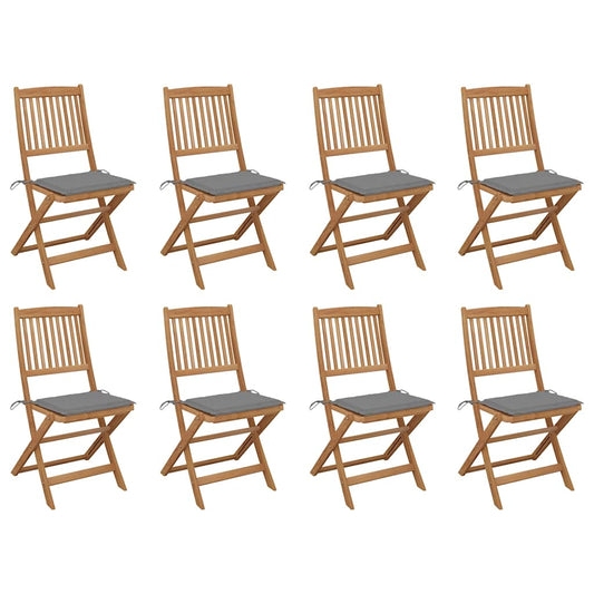 Klappbare Gartenstühle mit Kissen 8 Stk. Massivholz Akazie