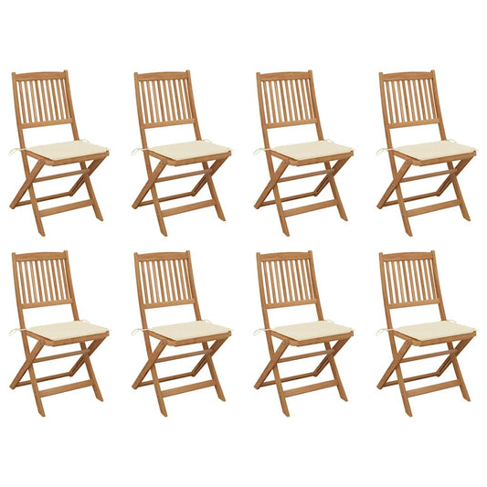 Klappbare Gartenstühle mit Kissen 8 Stk. Massivholz Akazie