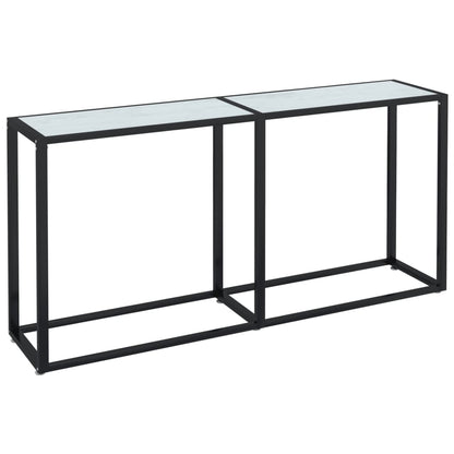 Konsolbord Hvid Marmorlook 160x35x75,5 cm Hærdet glas