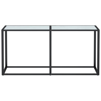 Konsolbord Hvid Marmorlook 160x35x75,5 cm Hærdet glas