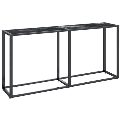 Konsolbord Sort marmorlook 160x35x75,5 cm Hærdet glas