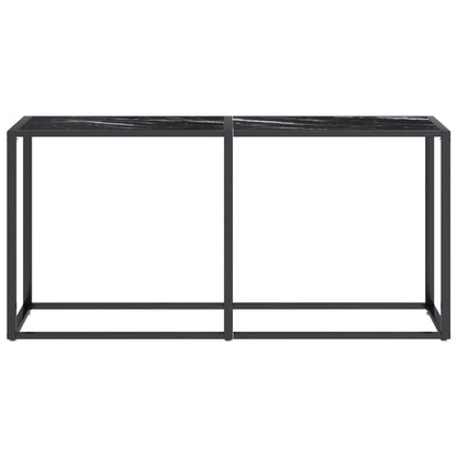 Konsolbord Sort marmorlook 160x35x75,5 cm Hærdet glas