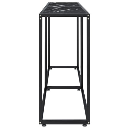 Konsolbord Sort marmorlook 160x35x75,5 cm Hærdet glas