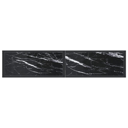 Konsolbord Sort marmorlook 160x35x75,5 cm Hærdet glas