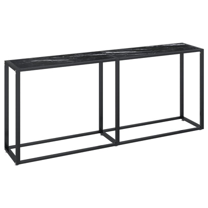 Konsolbord Sort marmorlook 180x35x75,5 cm Hærdet glas