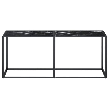 Konsolbord Sort marmorlook 180x35x75,5 cm Hærdet glas