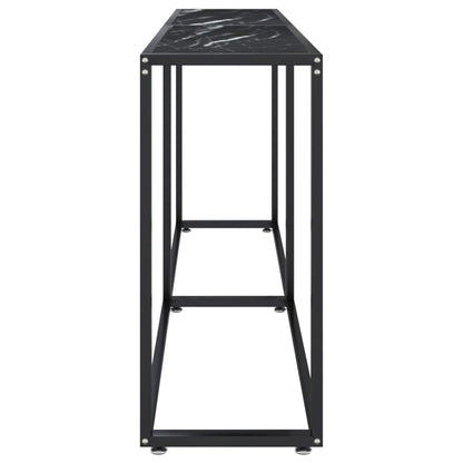Konsolbord Sort marmorlook 180x35x75,5 cm Hærdet glas