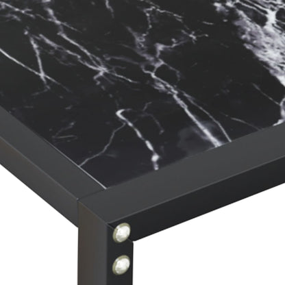 Konsolbord Sort marmorlook 180x35x75,5 cm Hærdet glas